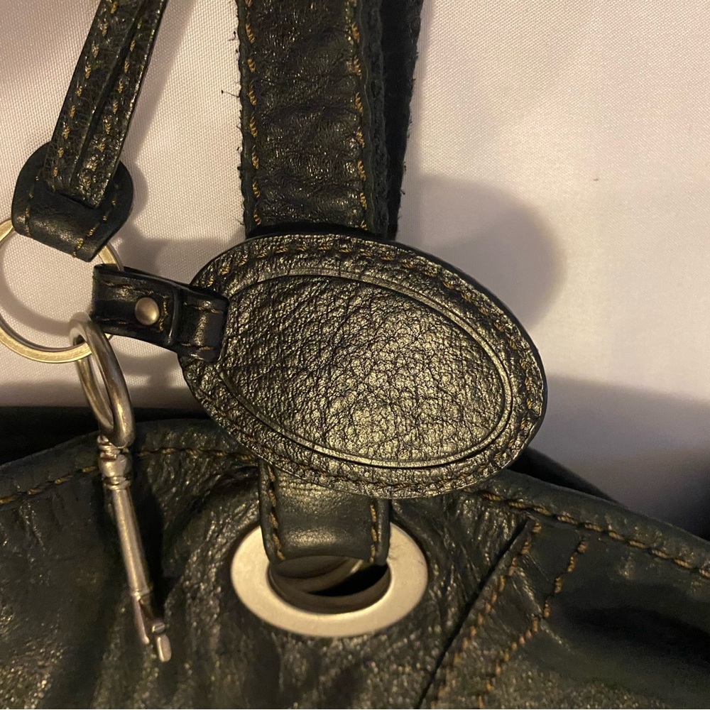 Fossil Medium Solid Black Leather Shoulder Purse - image 6